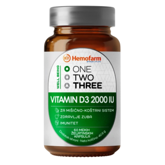 One Two Three Vitamin D3 2000 IU 60 kapsula